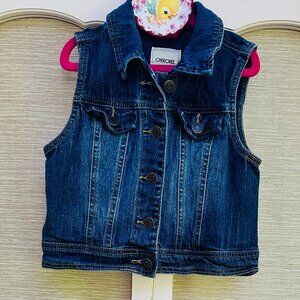Cherokee Denim Vest Jean Vest Girls Size M 7/8 Western Vest Boho Dark Denim